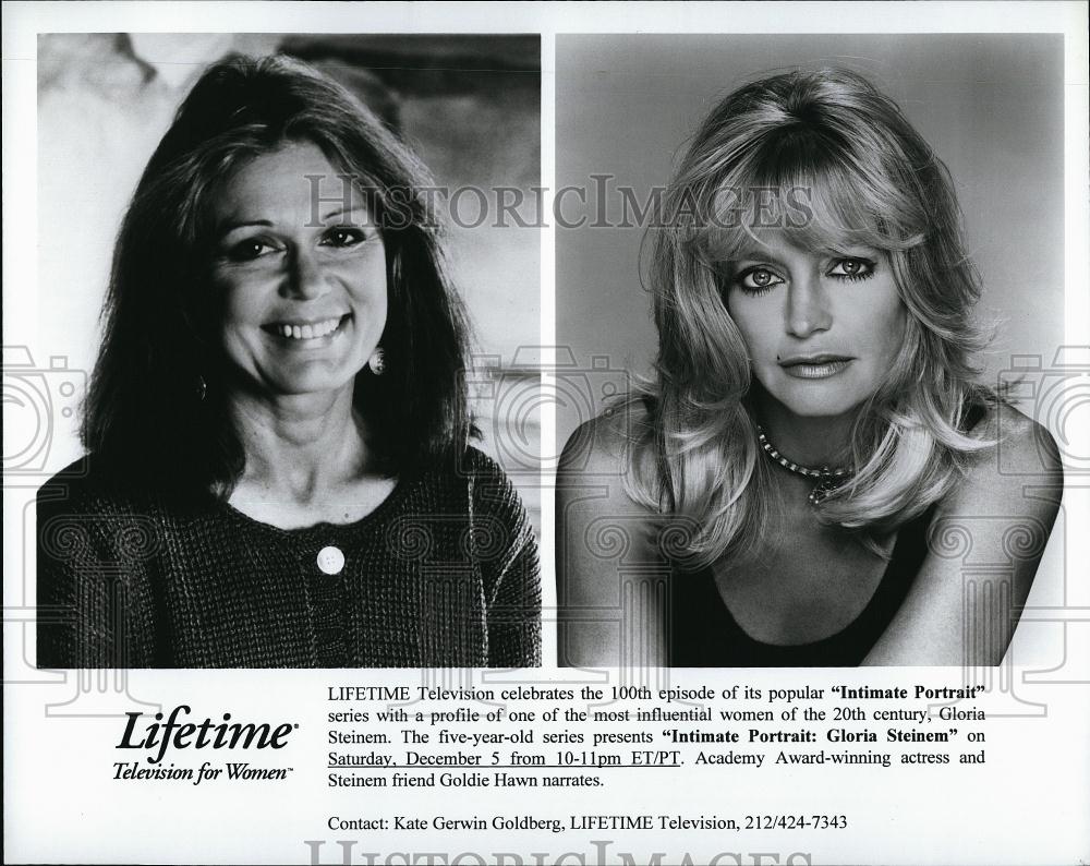 Press Photo Goldie Hawn, Gloria Steinem, &quot;Intimate Portrai: Glora Steinem&quot; - Historic Images