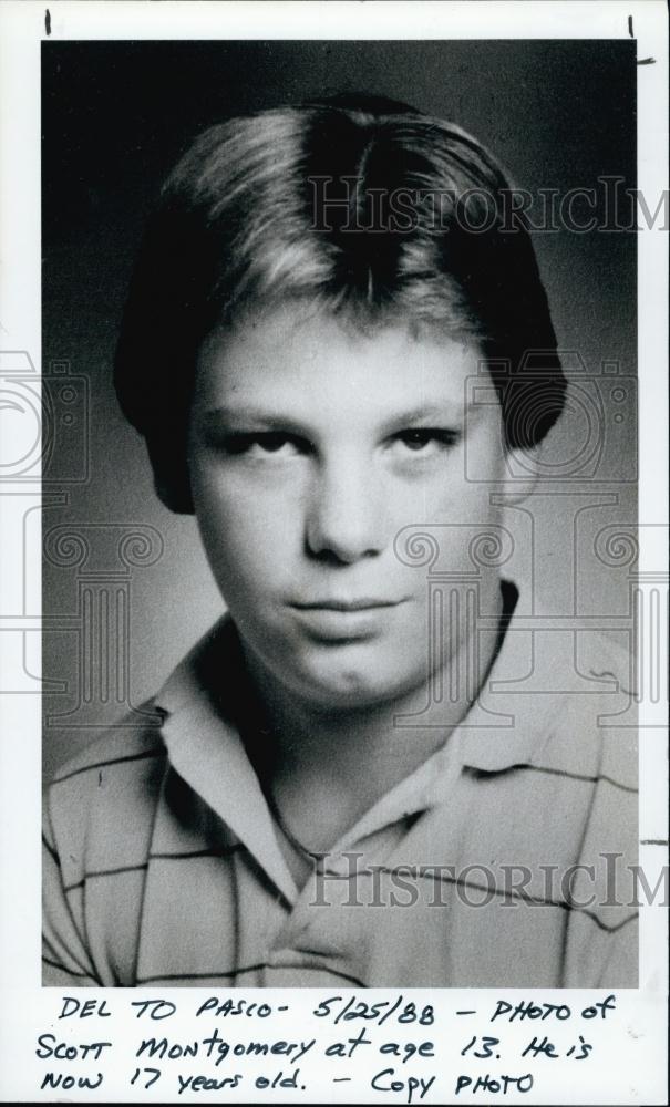 1988 Press Photo Scott Montgomery, 13, Juvenile Delinquent - RSL63937 - Historic Images