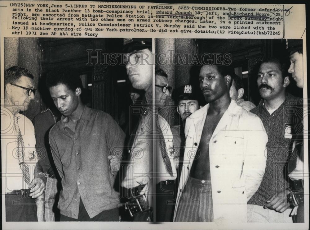 1971 Press Photo Edward Joseph &amp; Richard Moore in custody for police murder - Historic Images