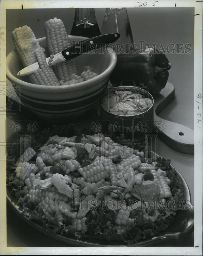 1977 Press Photo Fresh Corn and Tuna Salad - RSL94221 - Historic Images