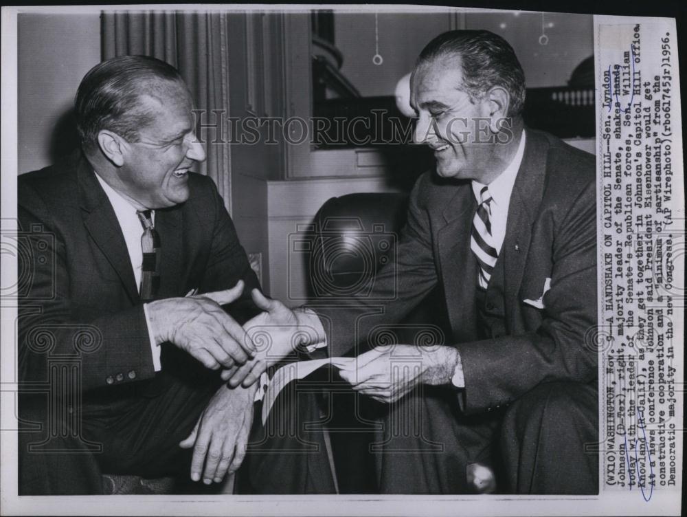 1956 Press Photo Senator Lyndon Johnson & Senator William Knowland - RSL85909 - Historic Images