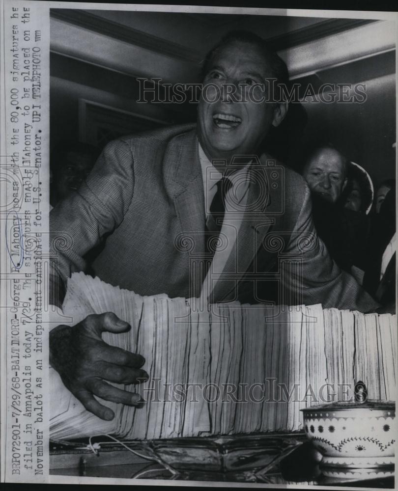 1968 Press Photo George R Mahoney, independent candidate for US Senate - Historic Images