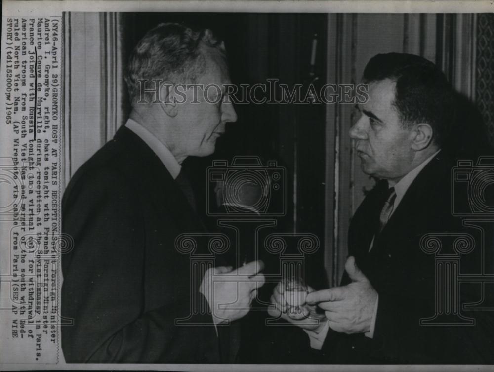 1965 Press Photo Foreign Minister Andrei Gromyko French Foreign Minister - Historic Images