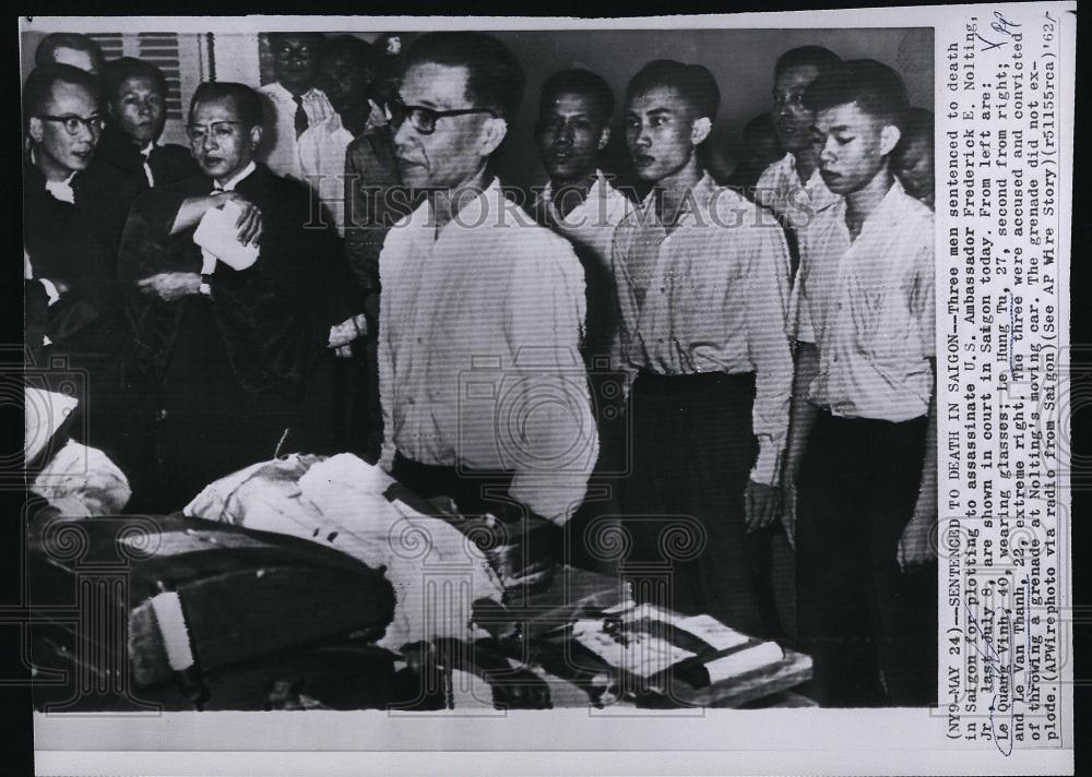 1962 Press Photo Le Quang Vinh Le Hung Tu Le Van Thanh Sentenced to death - Historic Images