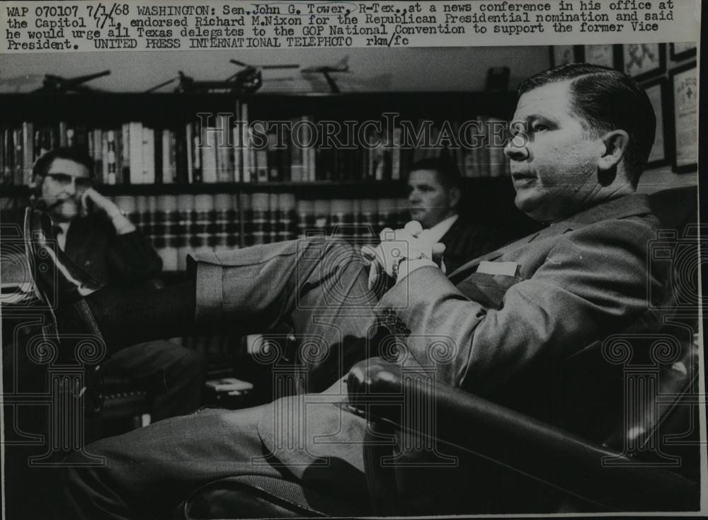 1968 Press Photo Sen John Tower endorsed Nixon for Rep Pres nominee - Historic Images