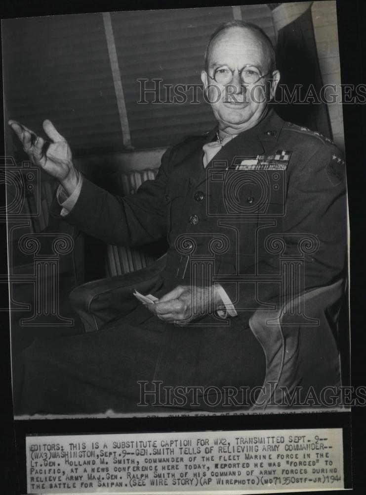 1944 Press Photo LtGenHolland M Smith Commander Of Fleet Marine Force - Historic Images