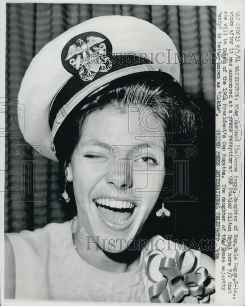 1964 Press Photo Corinne Claiborne Boggs, Queen of the President's Cup Regatta - Historic Images