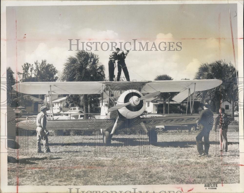 1967 Press Photo Joe Esser in Helmet atop plane airplane - RSL67869 - Historic Images