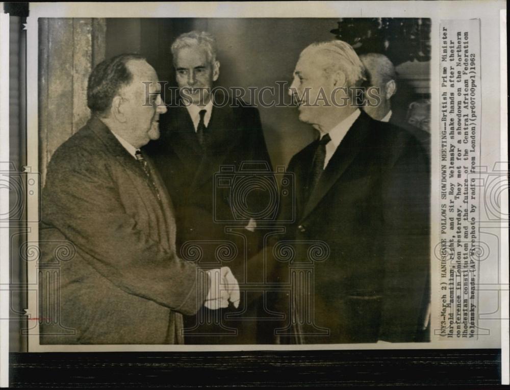 1962 Press Photo British Prime Minister Harold Macmillan Sir Roy Welensky London - Historic Images