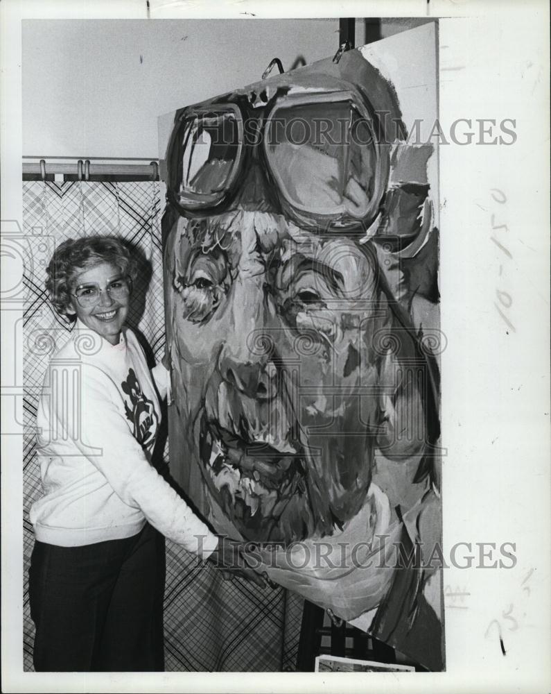 1984 Press Photo Joann Caldewell &amp; her art painting - RSL93319 - Historic Images