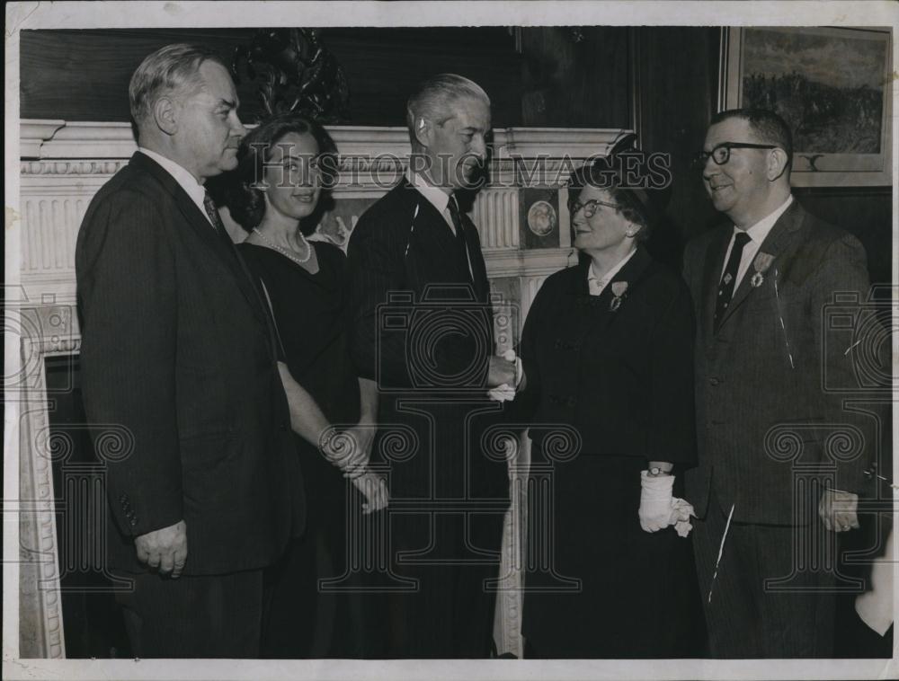 1962 Press Photo Edouard Moret Sir, Jean Savelli, Marie Mengers, Seymour Simchas - Historic Images