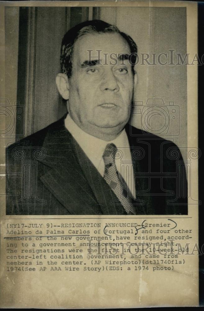 1974 Press Photo Premier Adelino da Palma Carlos of Portugal - RSL62853 - Historic Images