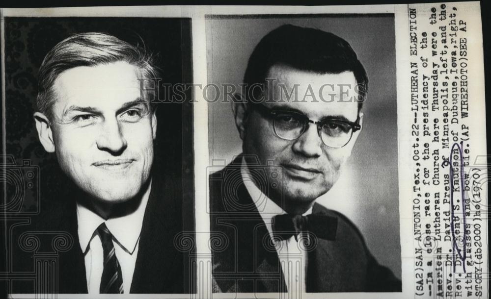 1970 Press Photo Rev Dr Kent Knuttson of Luthern Church & Rev Dr David Preus - Historic Images