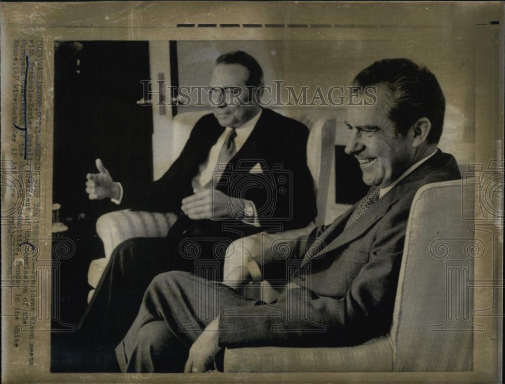 1973 Press Photo President Nixon &amp; Francios-Xavier Ortoli - RSL69935 - Historic Images