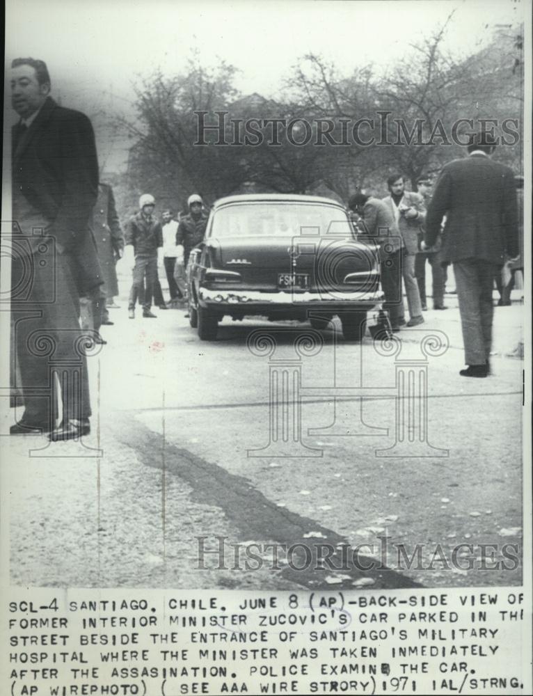 1971 Press Photo Car Belonging To Interior Minister Zucovic After Assassination - Historic Images