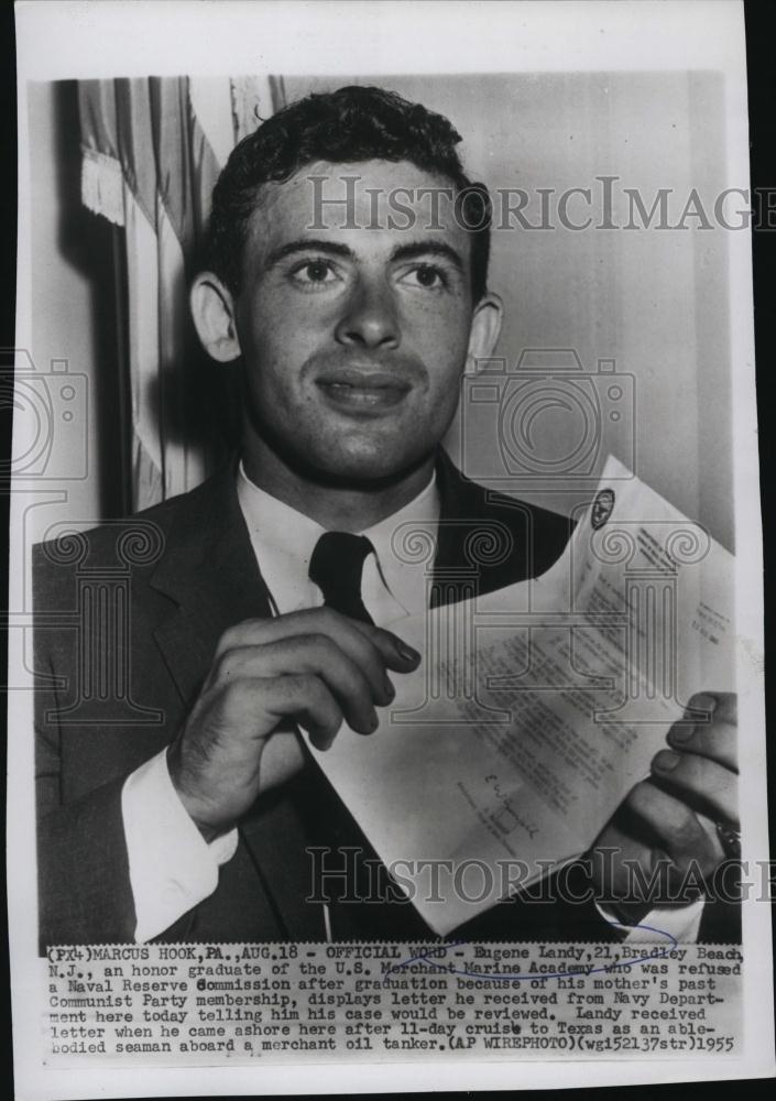 1955 Press Photo Honor Grad Eugene Landy to Have Case Reviewed - RSL45627 - Historic Images