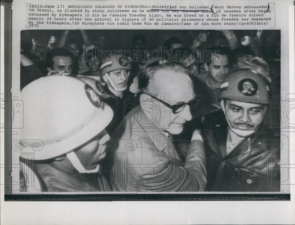 1970 Press Photo Amb Ehrenfried Von Holleben released by Kidnappers in Brazil - Historic Images