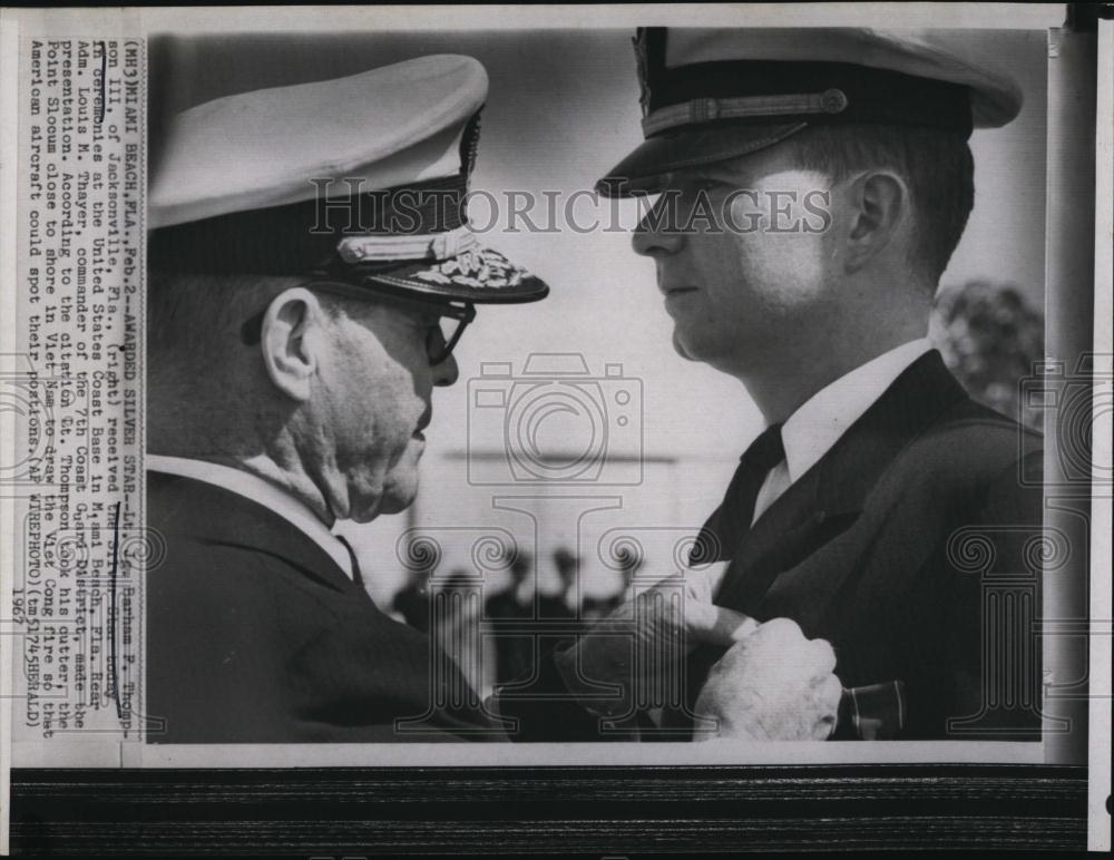 1967 Press Photo Barham P Thompson III, Louis M Thayer, Coast Guard - Historic Images