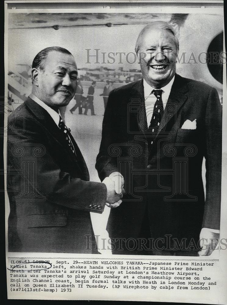 1973 Press Photo Japan Prime Min Kakuei Tanaka, British Prime Min Edward Heath - Historic Images