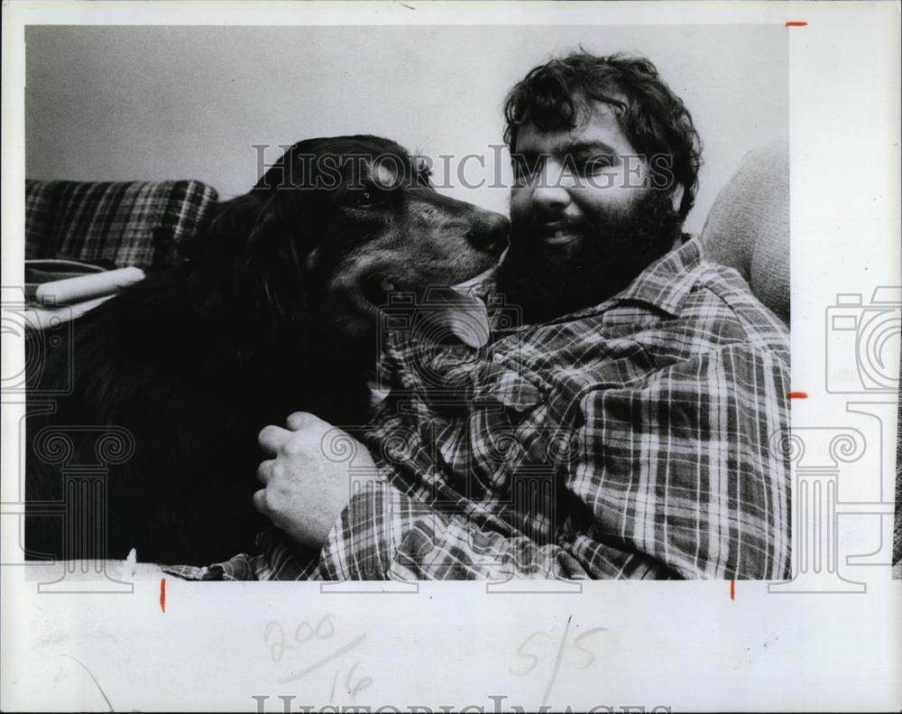 1983 Press Photo Budweiser owner James Miller dog - RSL98655 - Historic Images