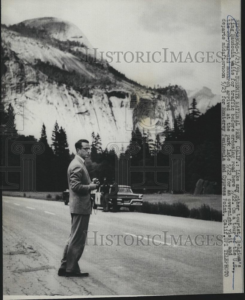 1959 Press Photo King Badouin of Belgium at Yosemite National Park - RSL41665 - Historic Images