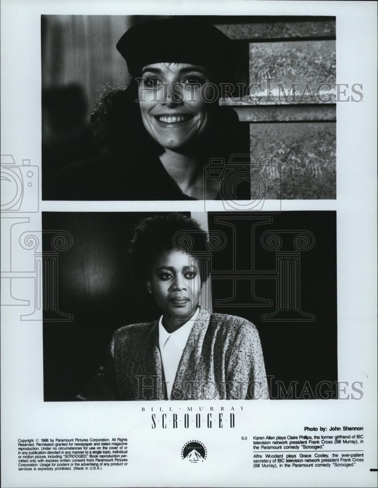 Press Photo Actresses Karen Allen and Alfre Woodard in Scrooged - RSL46091 - Historic Images