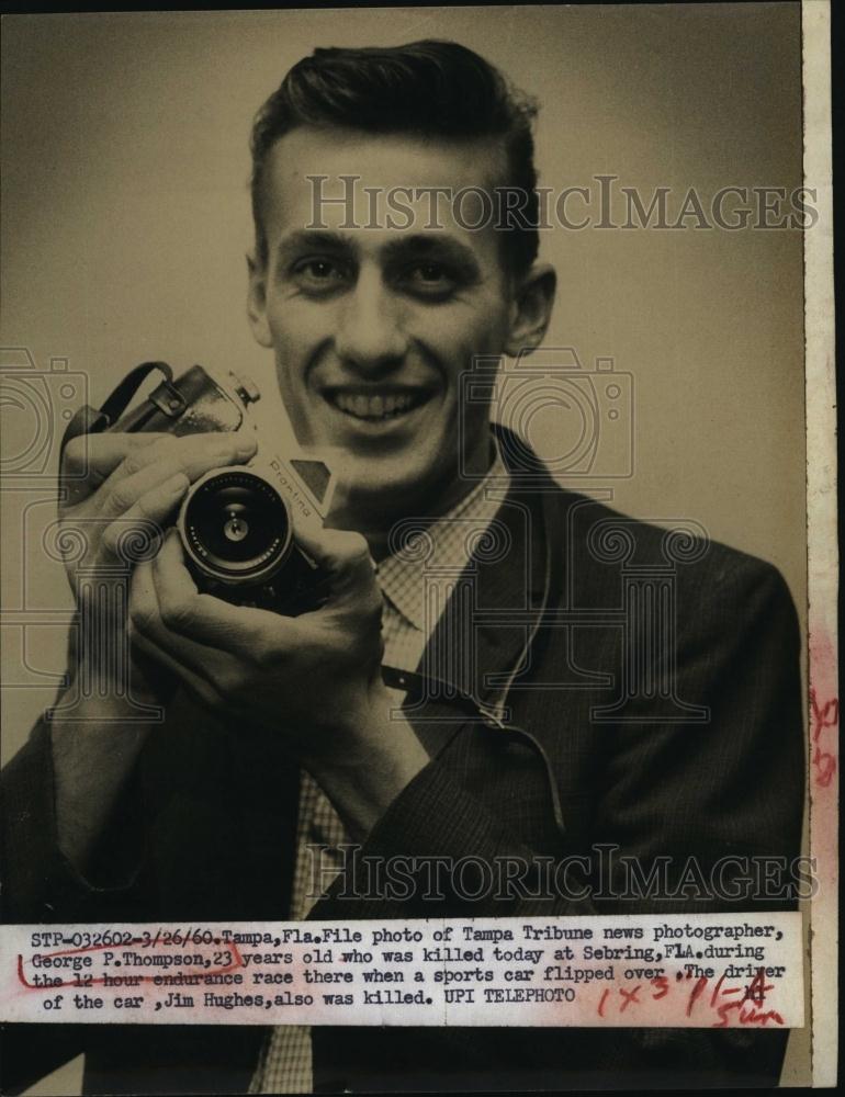 1960 Press Photo Tampa Tribune News Photographer George P Thompson Killed Race - Historic Images