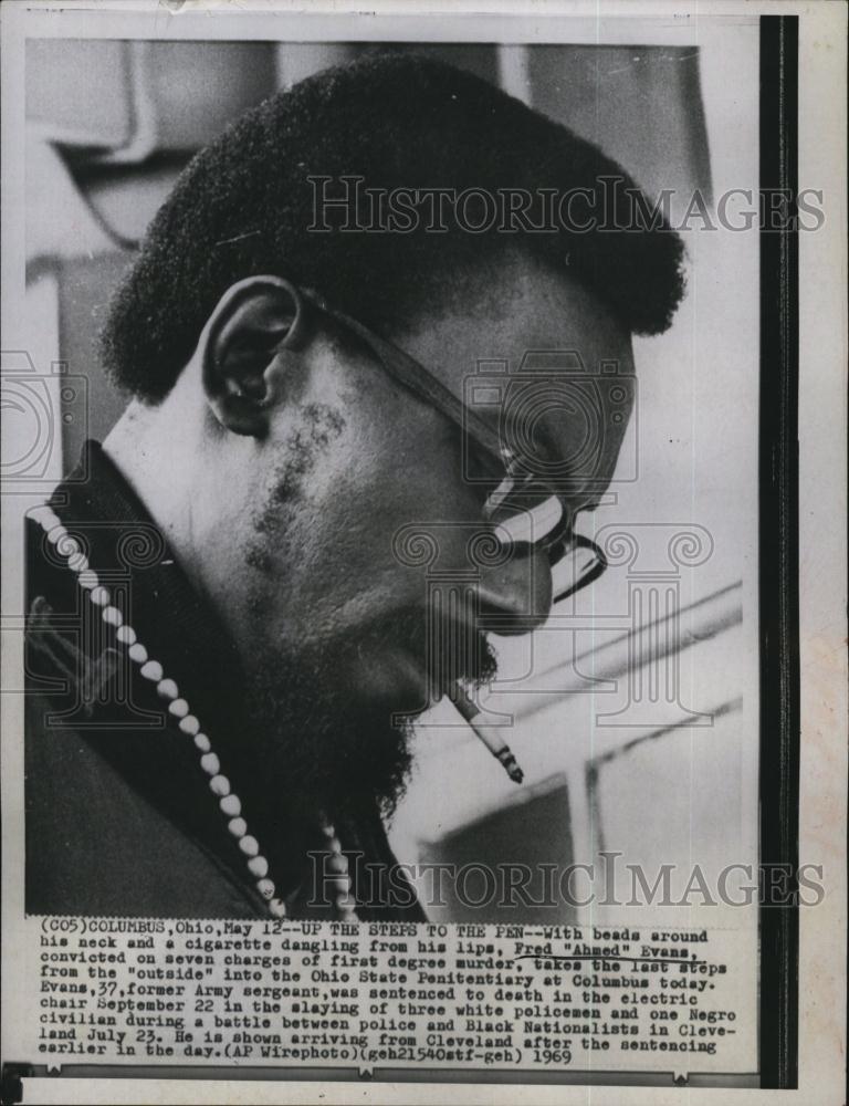 1969 Press Photo Fred&quot;Ahmed&quot;Evans convicted seven charges first degree murder - Historic Images