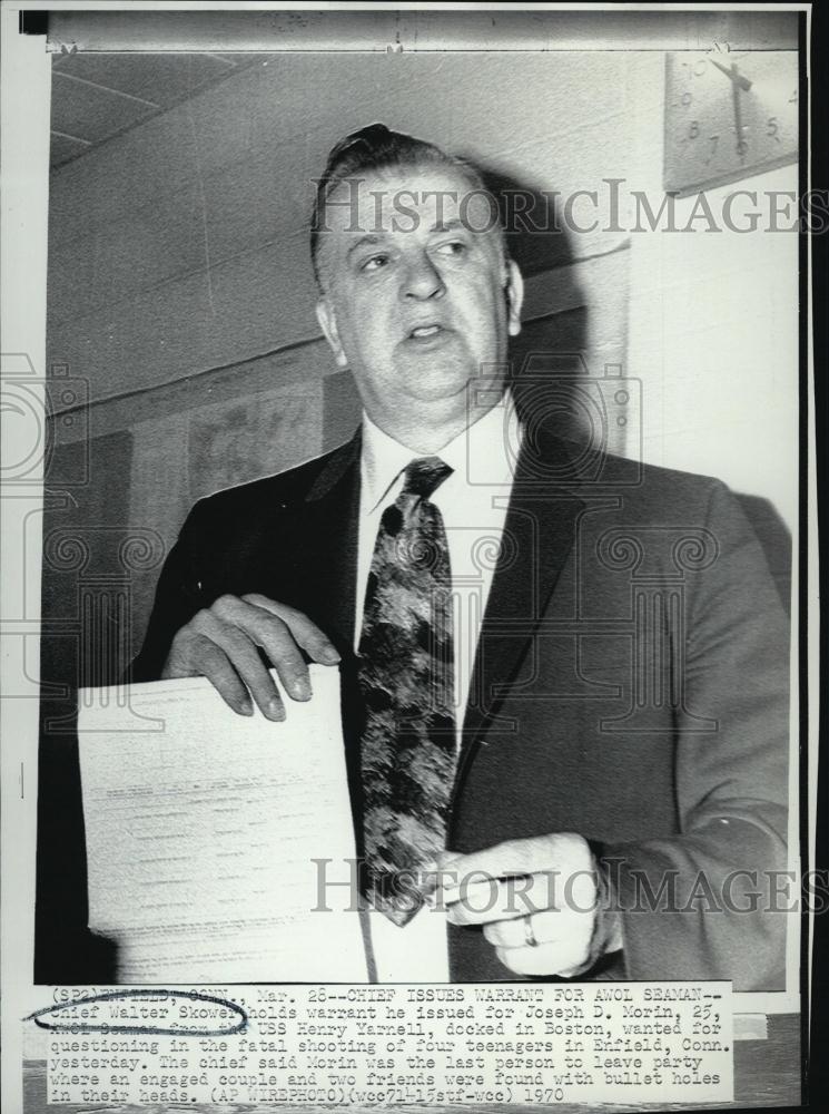 1970 Press Photo Chief Walter Skower Holding Warrant For AWOL Seaman - RSL44305 - Historic Images