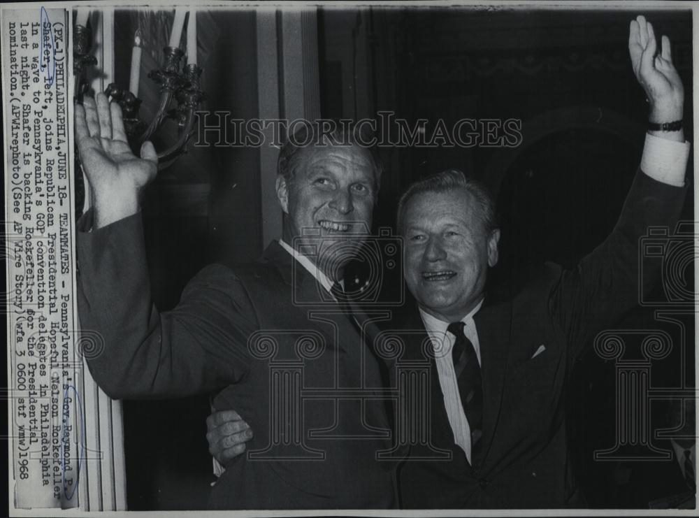 1968 Press Photo GovRaymond PSnafer of Pennyslvania and GovNelson Rockefeller - Historic Images