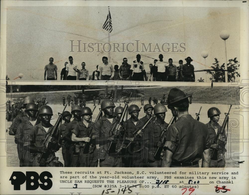 1974 Press Photo Recruits in training at Ft Jackson, S C on PBS - RSL96085 - Historic Images