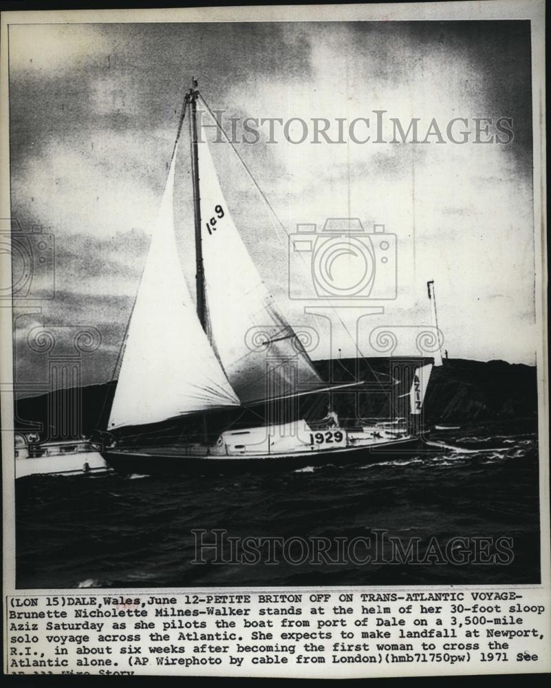 1971 Press Photo Nicolette Milnes Petite Briton Off On Trans Atlantic Voyage - Historic Images