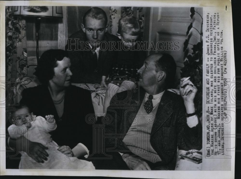 1950 Press Photo War Hero James PS Devereux Elected To Congress - RSL87921 - Historic Images