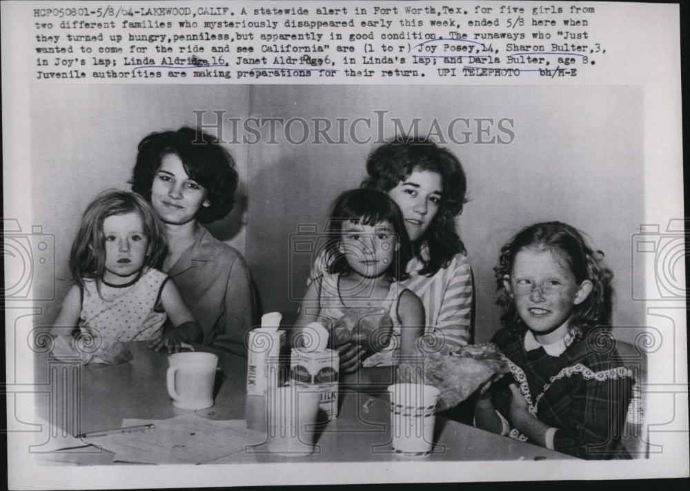 1964 Press Photo Joy Posey,Sharon Butler,Linda & Janet Aldridge, Darla Butler - Historic Images