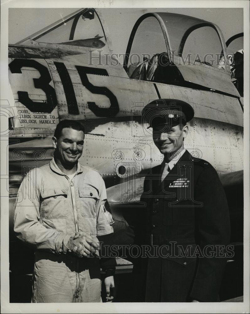 1955 Press Photo Lt Jr Grade Wade McClusky &amp; Major ER Olsen - RSL45445 - Historic Images