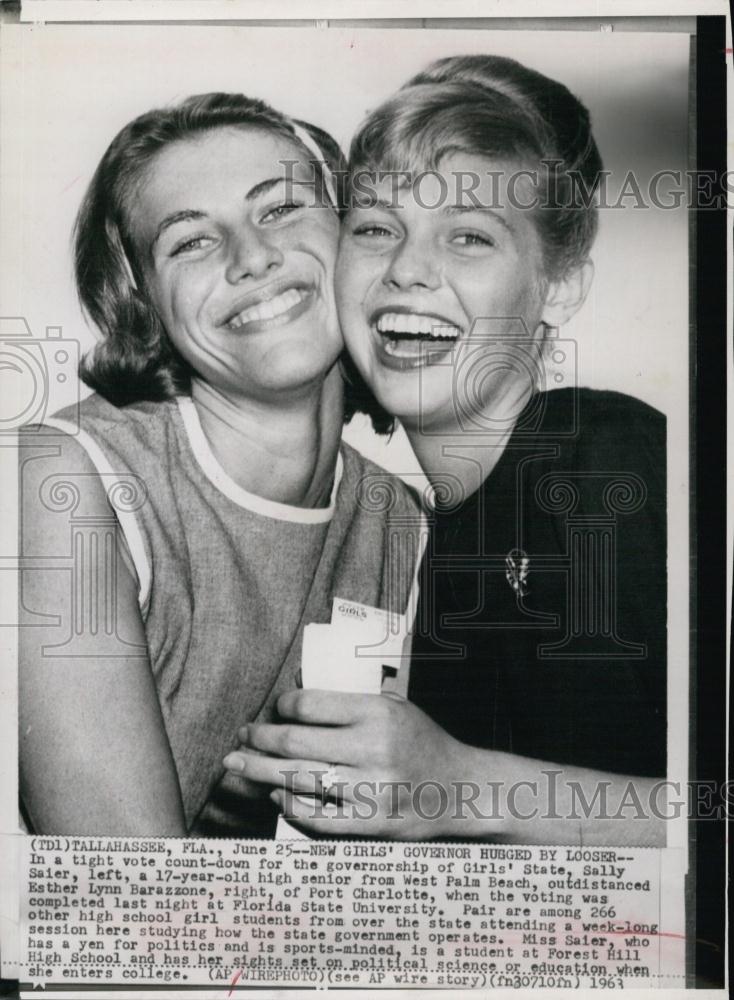 1963 Press Photo Sally Saier Esther Lynn Barzzone voting High School - RSL66051 - Historic Images