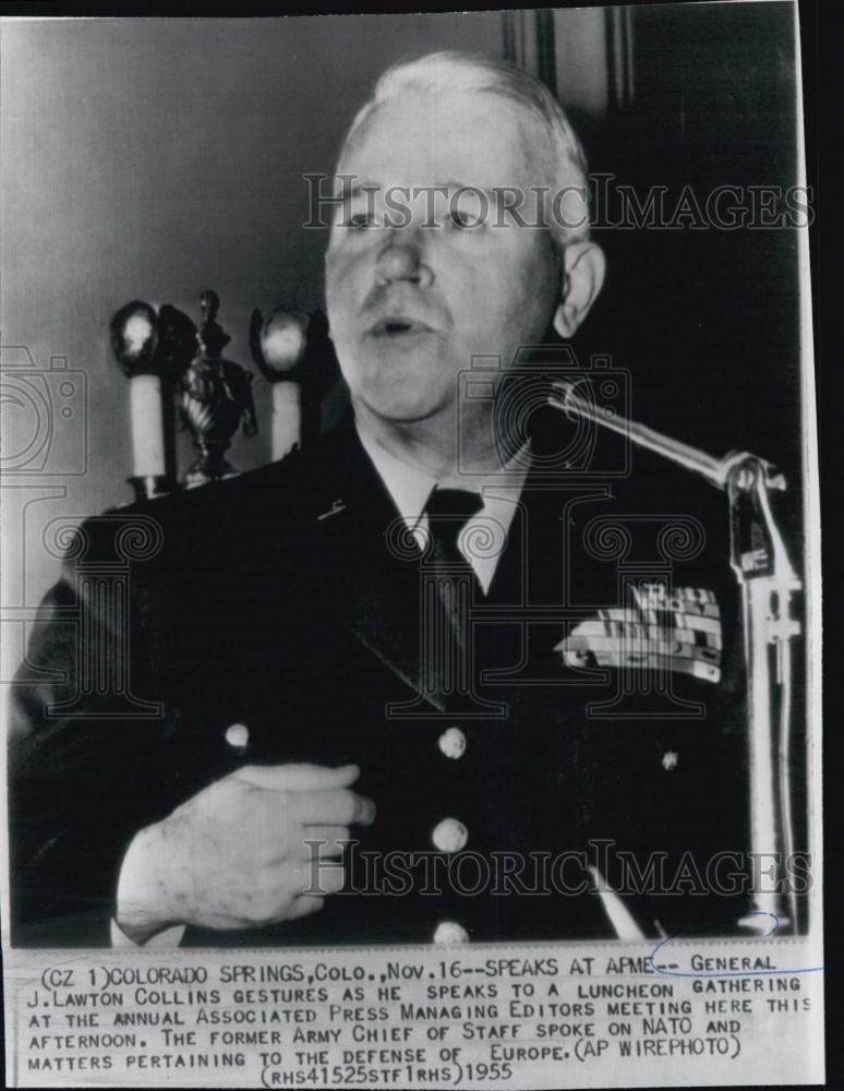 1955 Press Photo Gen Lawton Collins, Former Army Chief of Staff at Luncheon - Historic Images