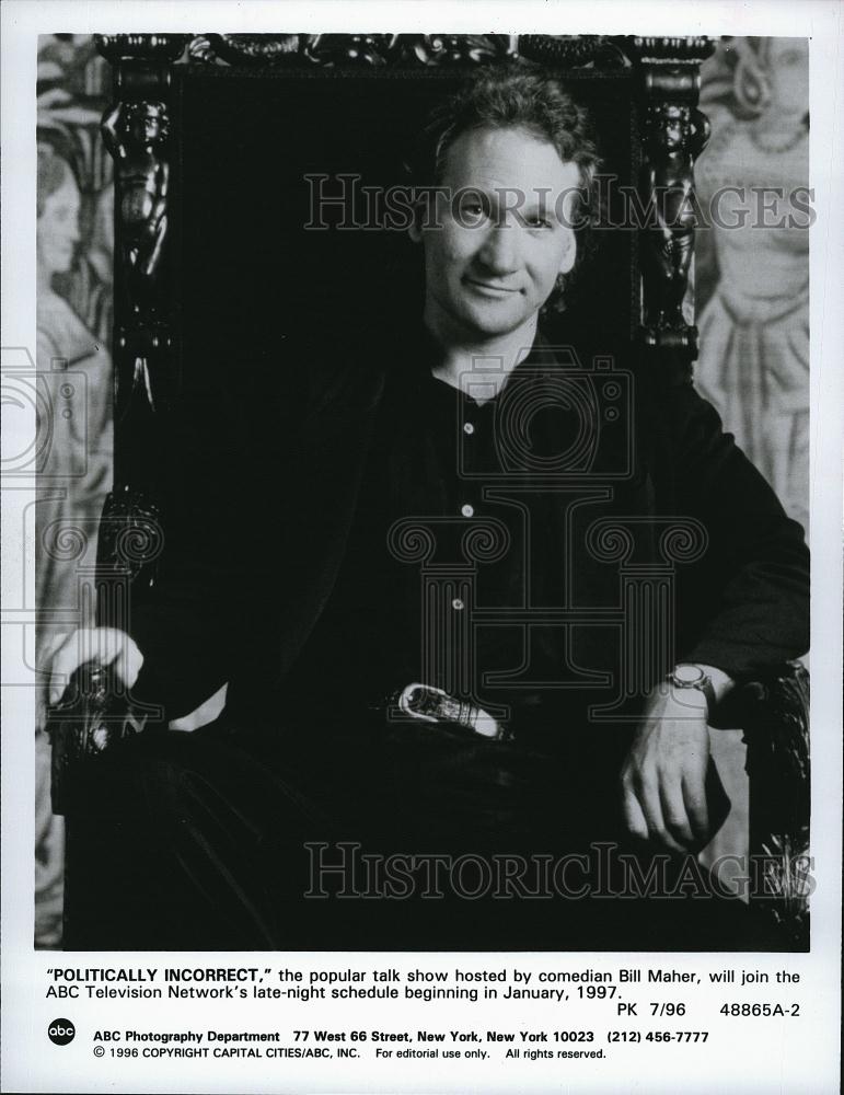 1996 Press Photo Bill Maher Talk Show Host Politically Incorrect ABC Television - Historic Images