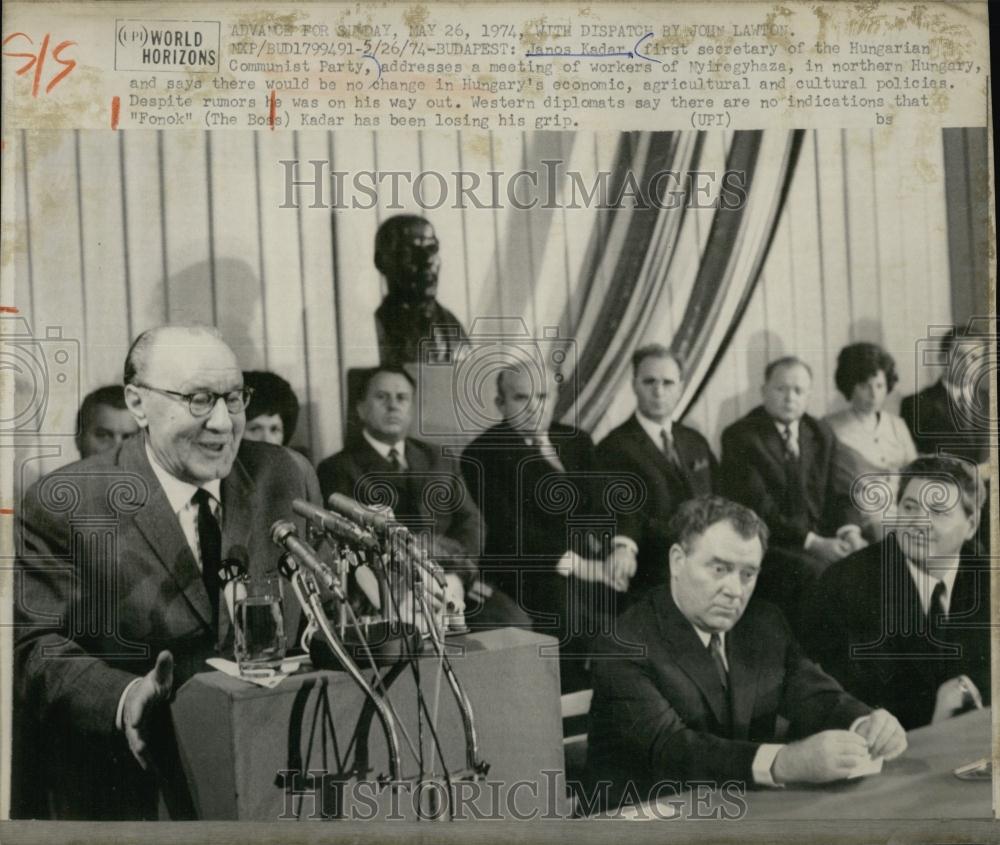 1974 Press Photo Janos Kadar, leader of Hungarian Communist Party - RSL68785 - Historic Images