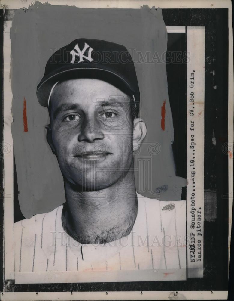 1954 Press Photo Bob Grim, New York Yankees - Historic Images