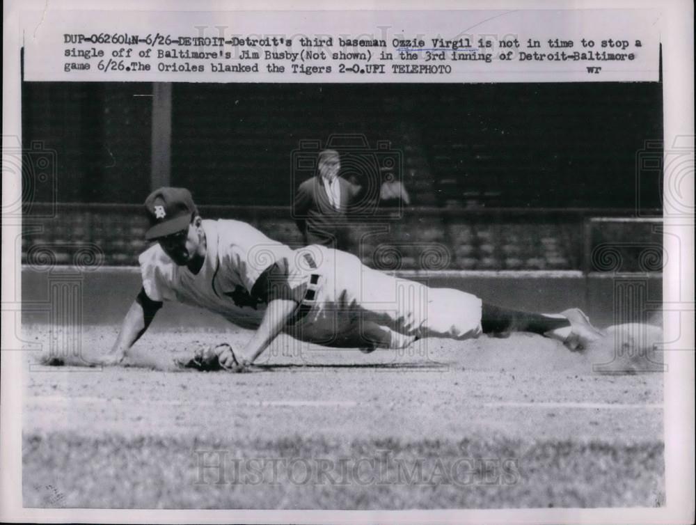 1961 Press Photo Detroit Third Baseman Ozzie Virgil - Historic Images
