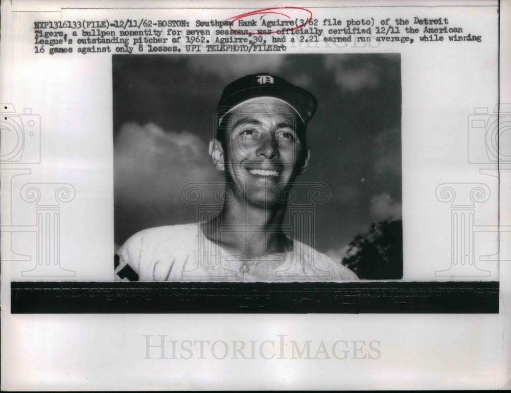 1962 Press Photo Detroit Tigers Hank Aguirree - Historic Images