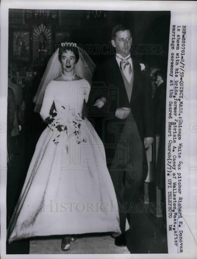 1959 Press Photo Richard Donovan of the White Sox and Bride Patricia Casey - Historic Images