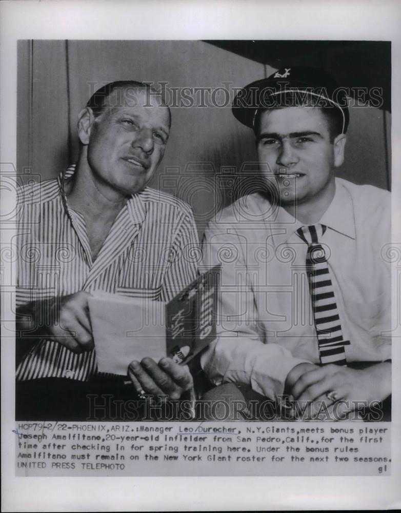 1922 Press Photo NY Giants Leo Durocher Joseph Amalfintano - Historic Images