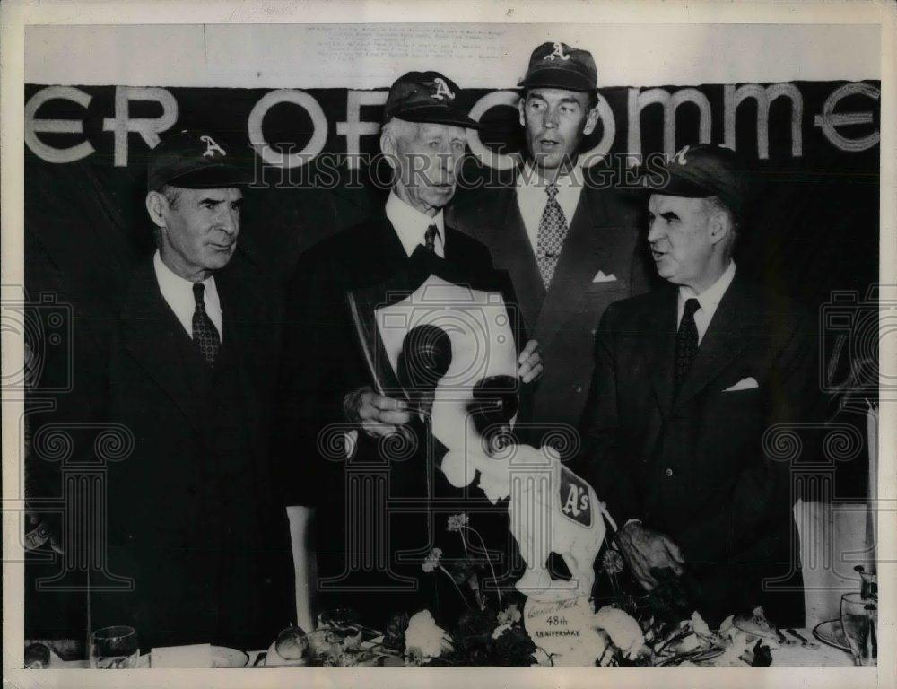 1948 Press Photo Connie Mack and son honored by Philadelphia Chamber of Commerce - Historic Images