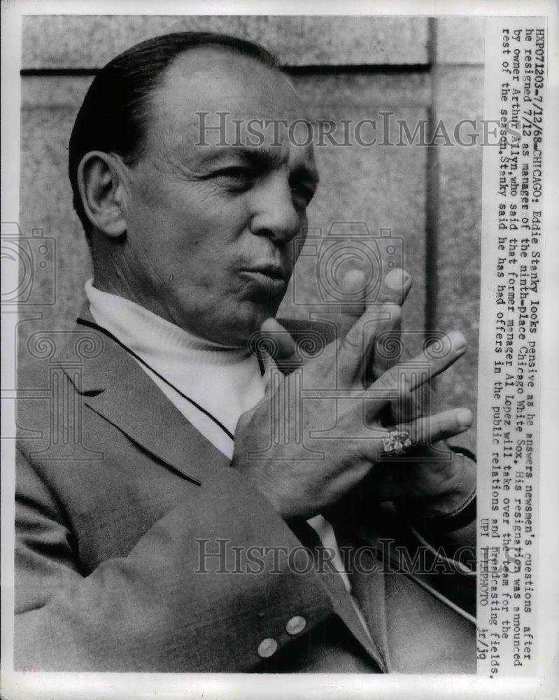 1968 Press Photo Eddie Stanky resigns as Cubs manager - nea04656 - Historic Images