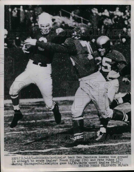 1952 Press Photo Cardinals Don Panicera vs Eagles Frank Kilroy, Pete Pihos - Historic Images