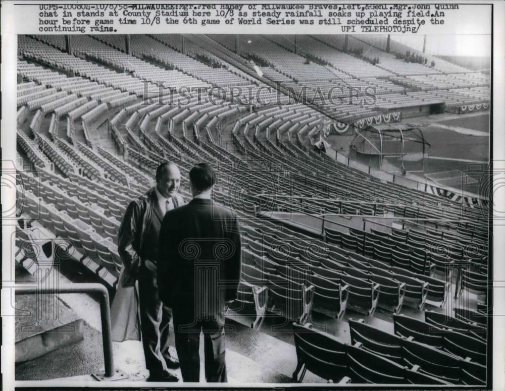 1956 Press Photo Milwaukee Braves Manager Fred Haney &amp; Gen. Manager John Quinn - Historic Images