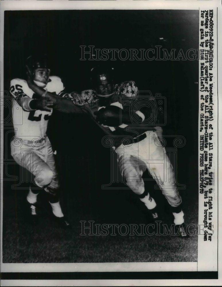 1957 Press Photo Abe Woodson & Giants' Dick Nolan at All-Stars-Giants Game - Historic Images