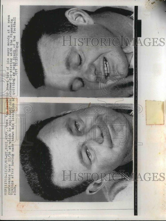 1965 Press Photo Norm Van Beech Coach Minnesota Vikings - nea09676 - Historic Images